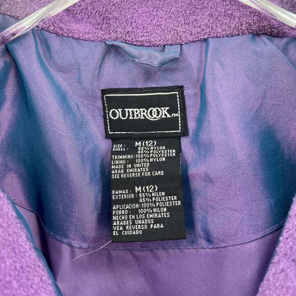 VINTAGE OUTBROOK 80s Windbreaker Jacket Women M Metallic Purple Blue Cinch Waist - Picture 8 of 16